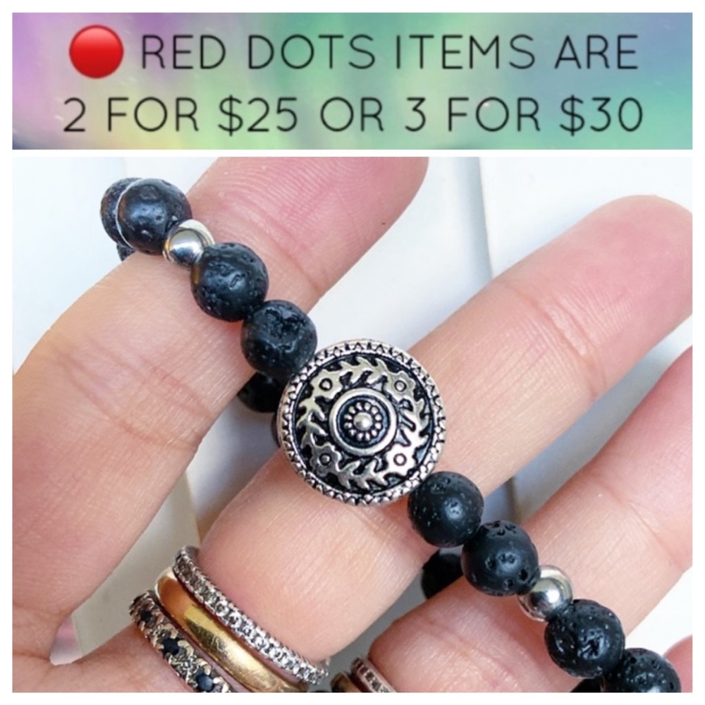 🔴SALE Lava rock oil diffuser silver coin bracelet